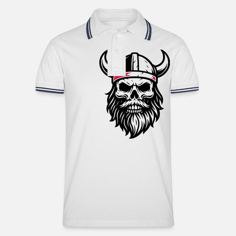 Wikinger Totenkopf - Männer Tipped Poloshirt - Weiß/Navy