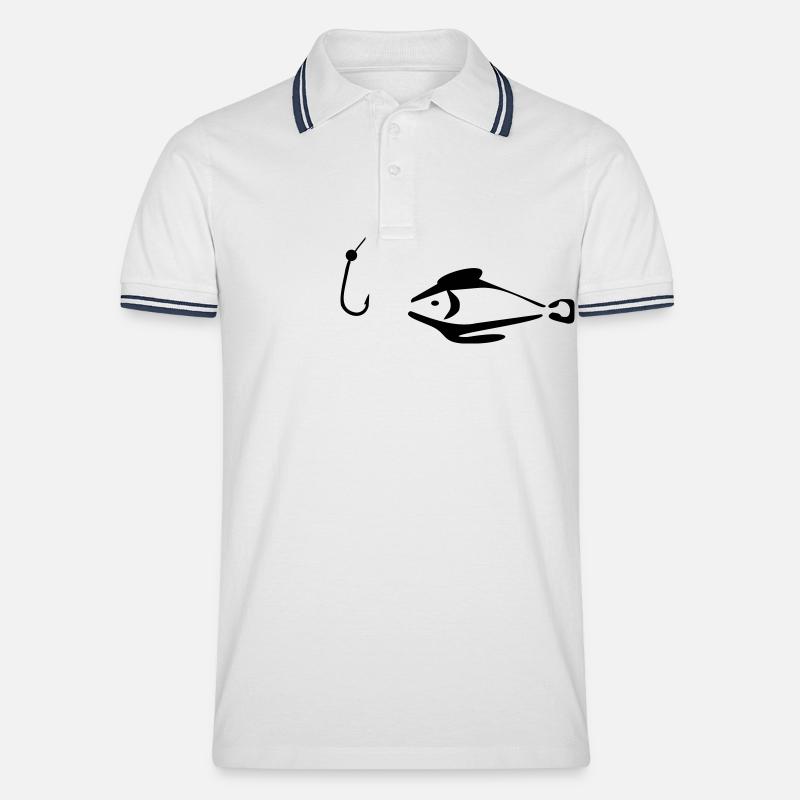 Angeln - Männer Tipped Poloshirt - Weiß/Navy