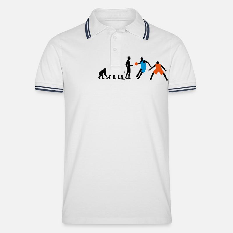 evolution_basketball_072011_h_3c - Männer Tipped Poloshirt - Weiß/Navy