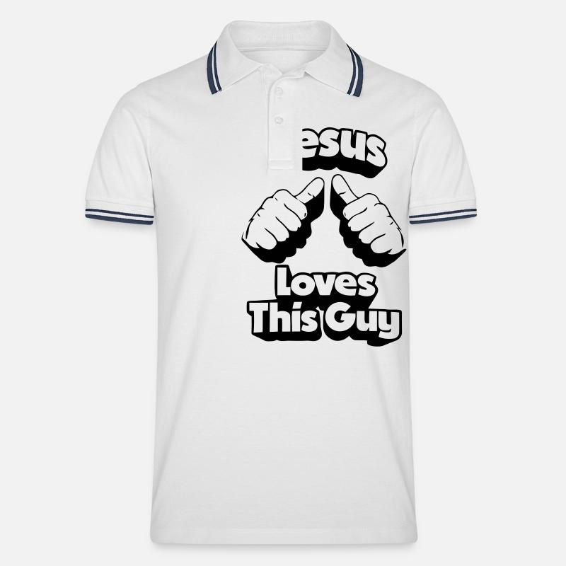 Jesus loves This Guy - Männer Tipped Poloshirt - Weiß/Navy