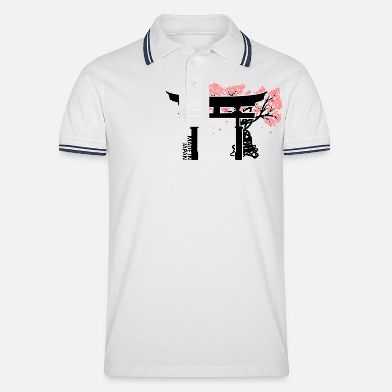 Japan - Männer Tipped Poloshirt - Weiß/Navy