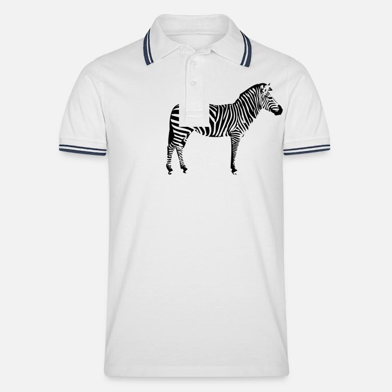 Zebra 1 - Männer Tipped Poloshirt - Weiß/Navy