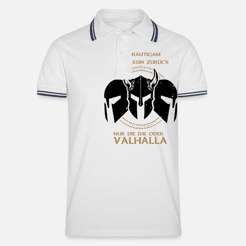 Valhalla Junggesellenabschied - Männer Tipped Poloshirt - Weiß/Navy