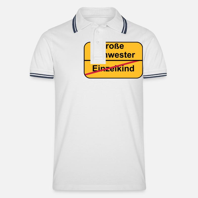 große Schwester - Männer Tipped Poloshirt - Weiß/Navy