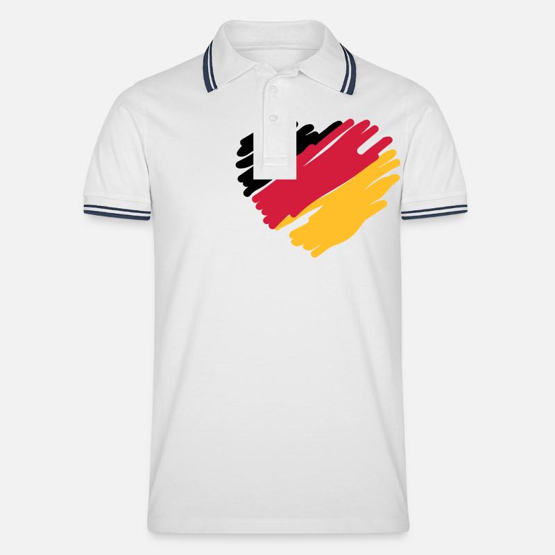 german heart - Männer Tipped Poloshirt - Weiß/Navy