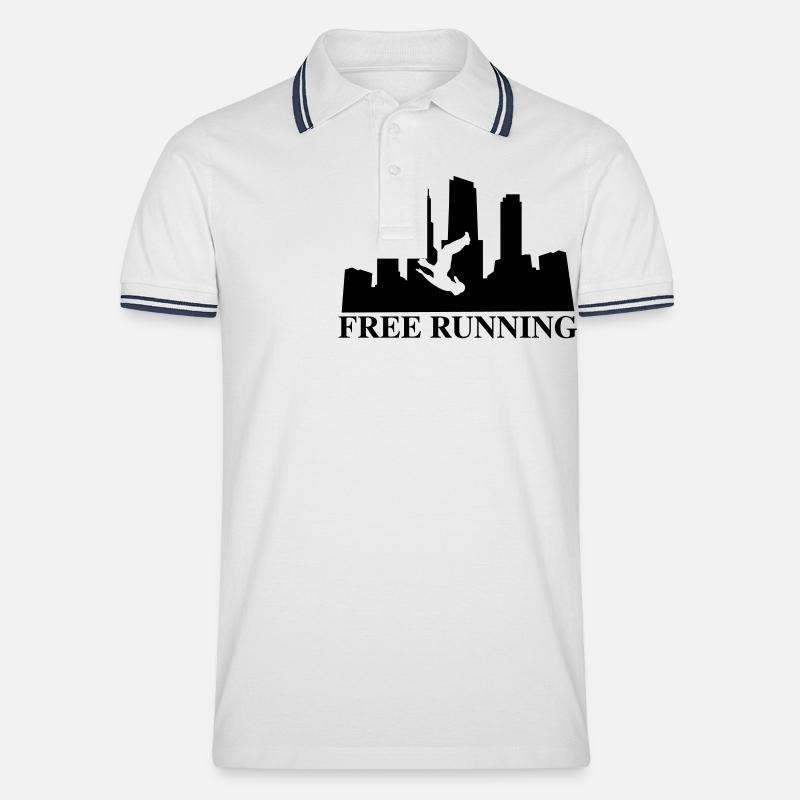 freerunning - Männer Tipped Poloshirt - Weiß/Navy