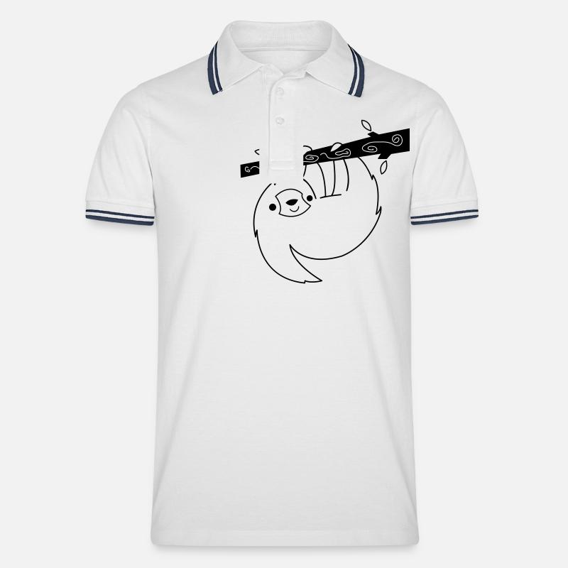 faultier 001 - Männer Tipped Poloshirt - Weiß/Navy