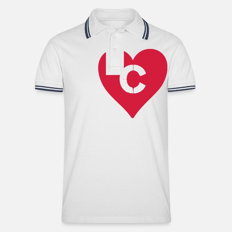 herz buchstabe c - Männer Tipped Poloshirt - Weiß/Navy