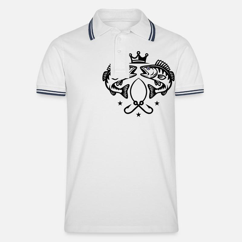 Angeln Hecht Fisch Symbol - Männer Tipped Poloshirt - Weiß/Navy