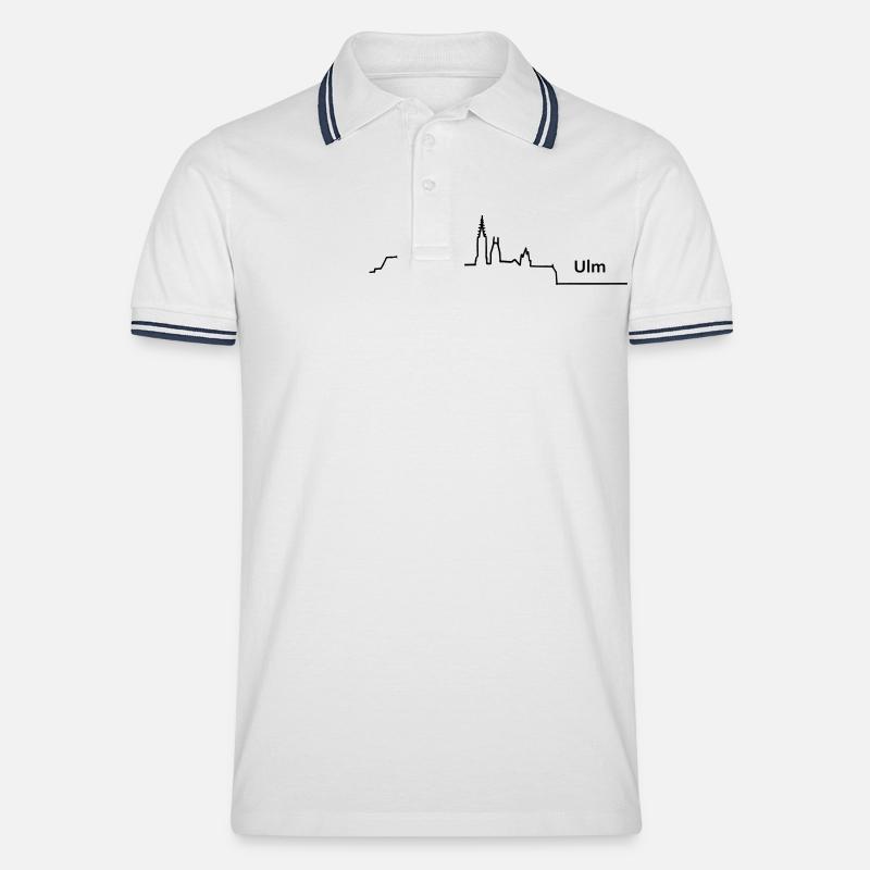 ulm skyline - Männer Tipped Poloshirt - Weiß/Navy