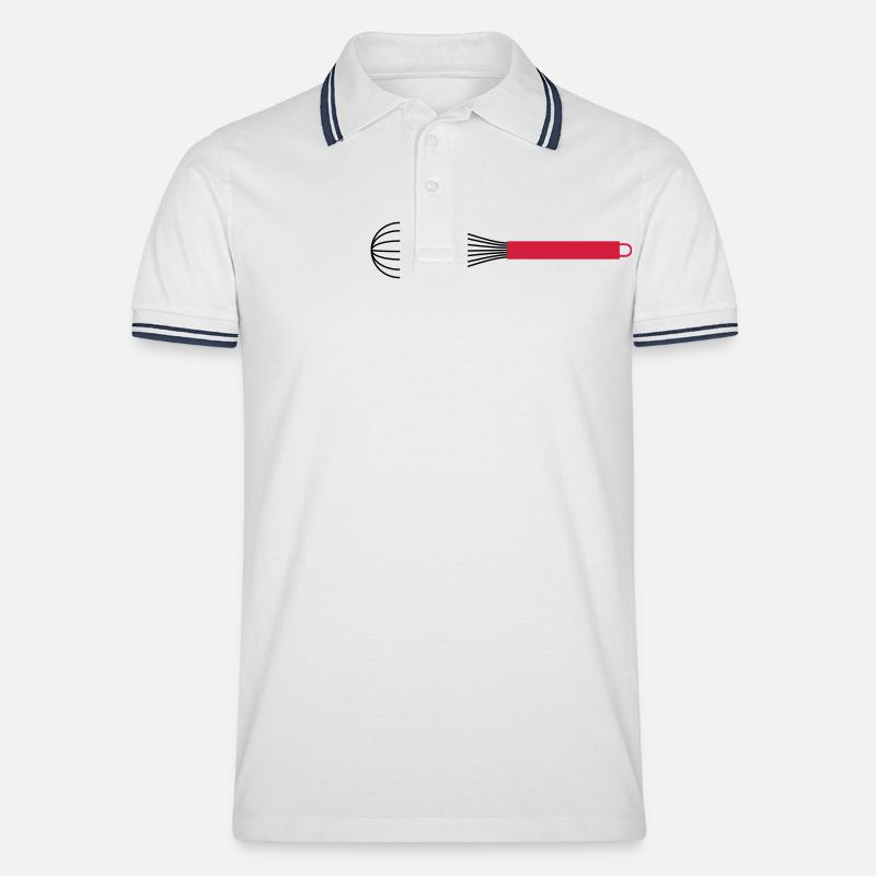 Schneebesen, 2fb - Männer Tipped Poloshirt - Weiß/Navy