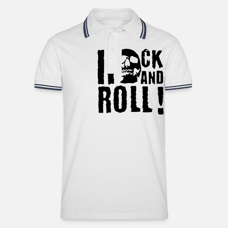 rock_and_roll_d_1c - Men's Tipped Polo Shirt - white/navy