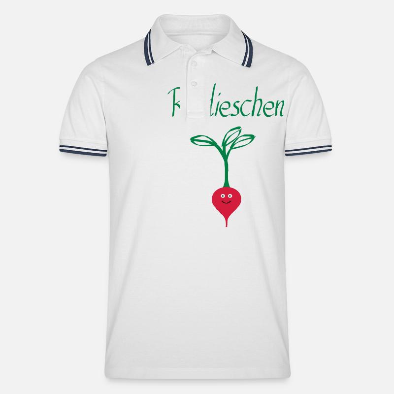 Radieschen 3 - Männer Tipped Poloshirt - Weiß/Navy