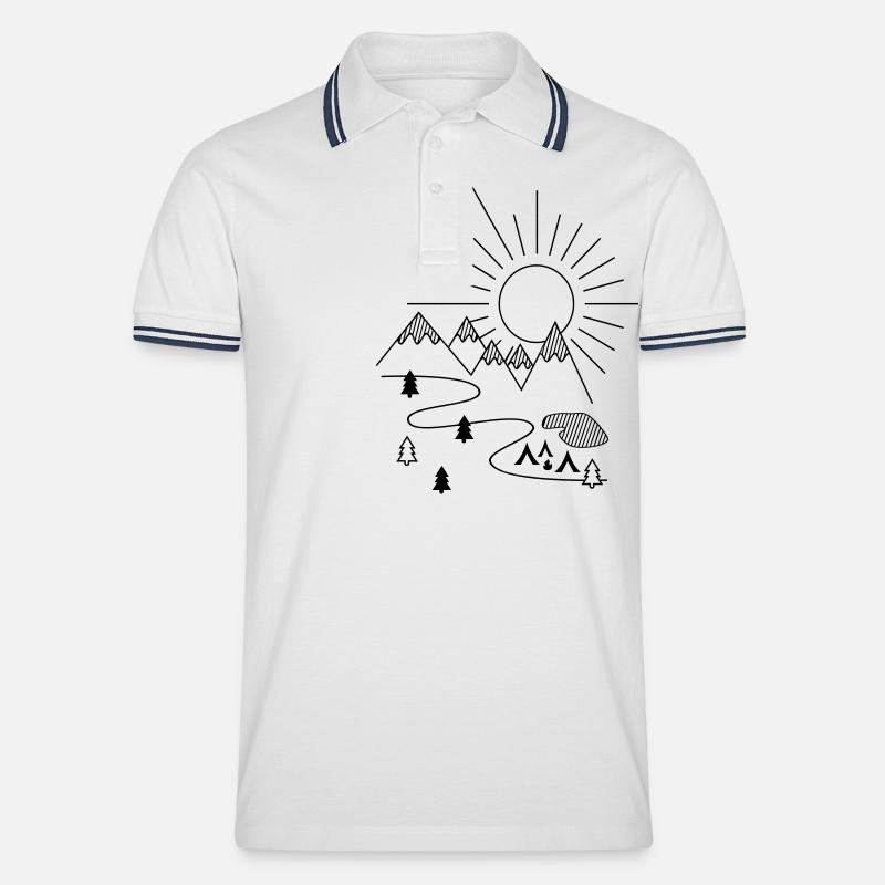 Camping - Männer Tipped Poloshirt - Weiß/Navy