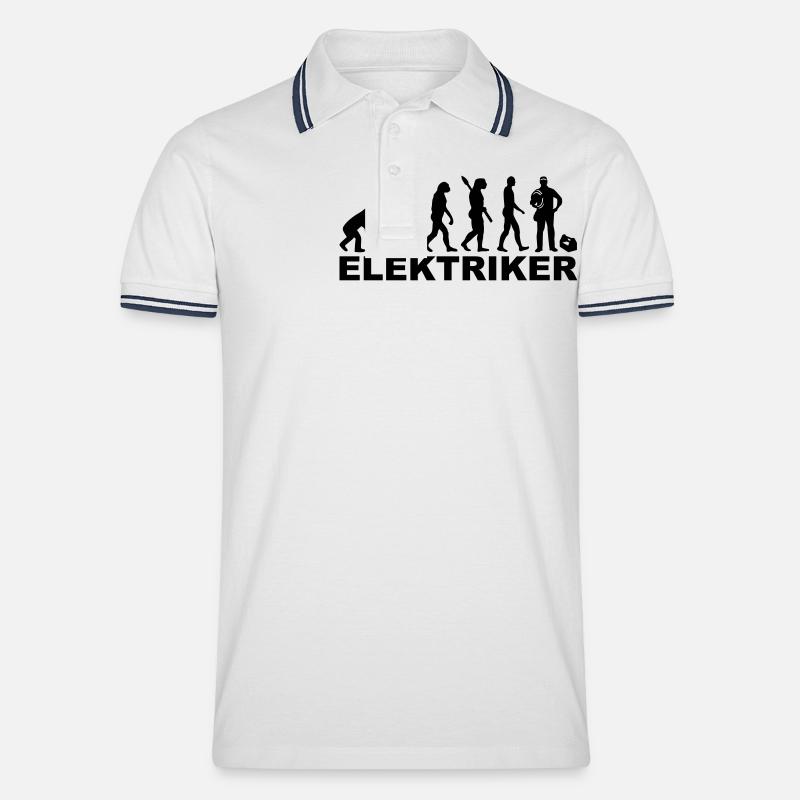 Elektriker - Männer Tipped Poloshirt - Weiß/Navy