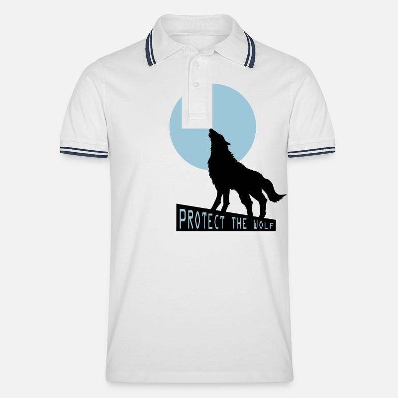 loup Wolf - Männer Tipped Poloshirt - Weiß/Navy