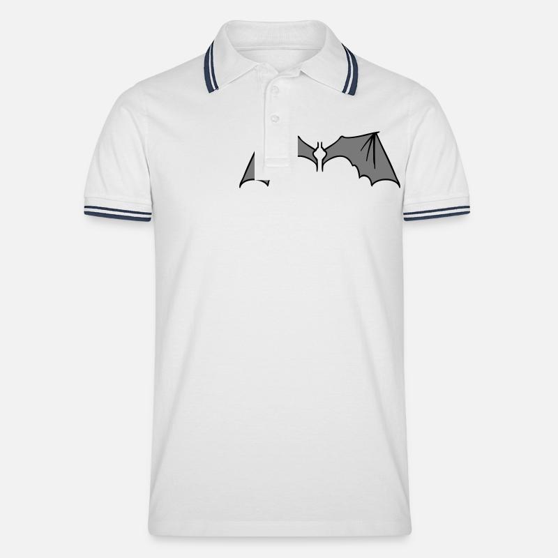 batwings_grey - Männer Tipped Poloshirt - Weiß/Navy