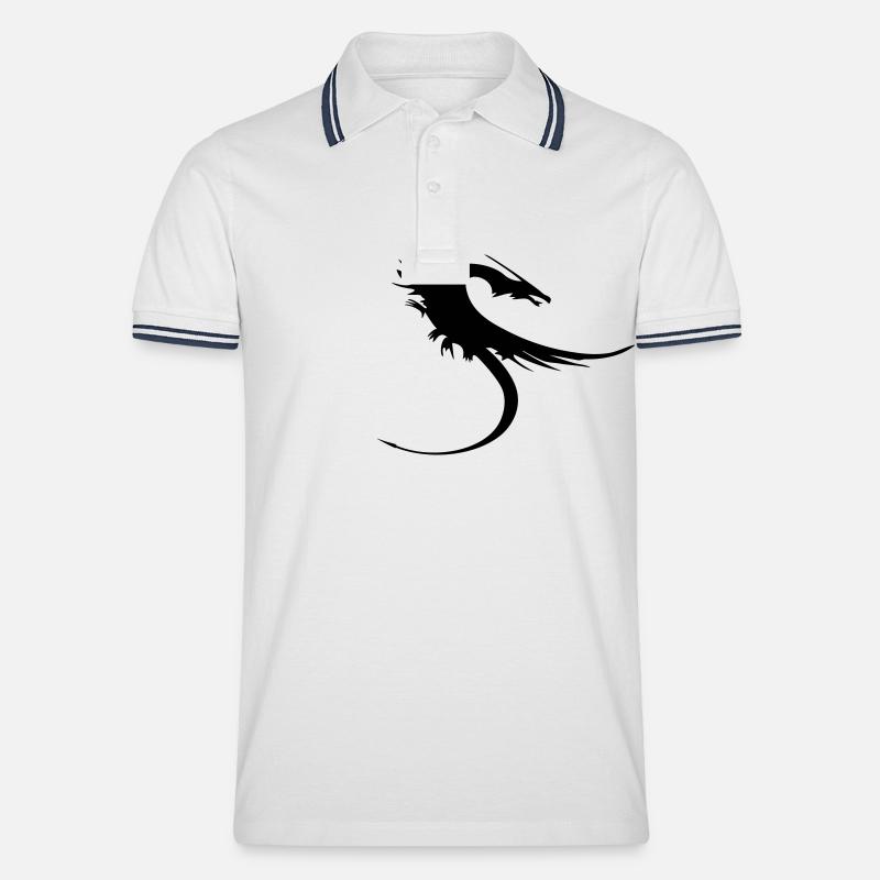 drachen - Männer Tipped Poloshirt - Weiß/Navy