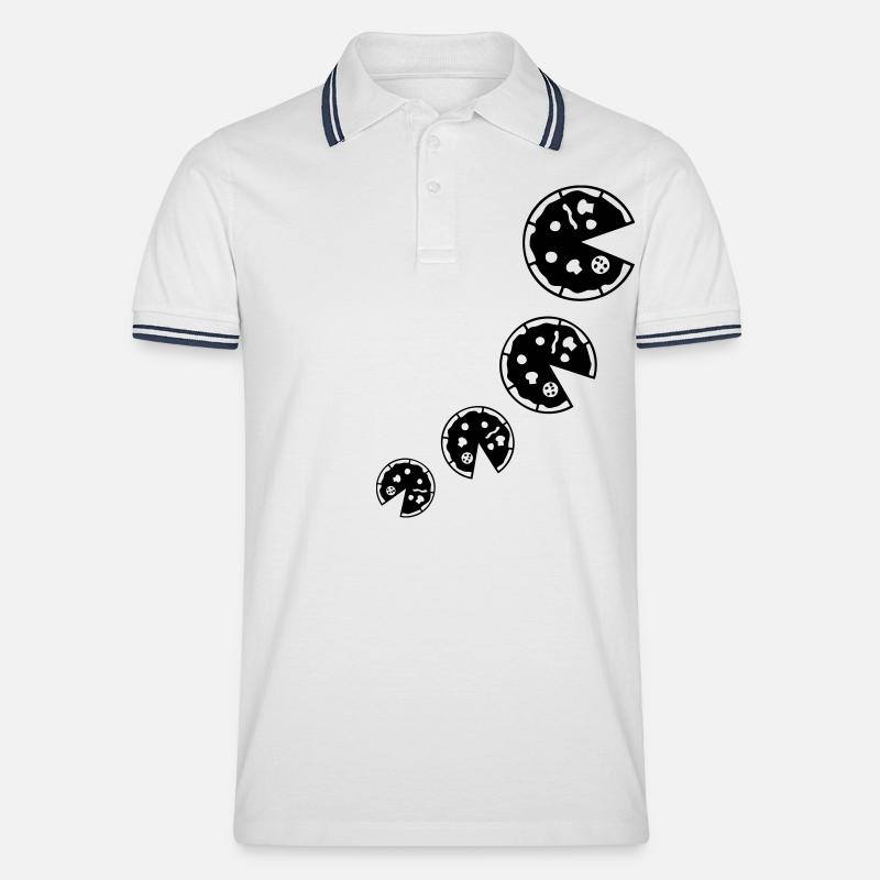 pizza pizza - Männer Tipped Poloshirt - Weiß/Navy