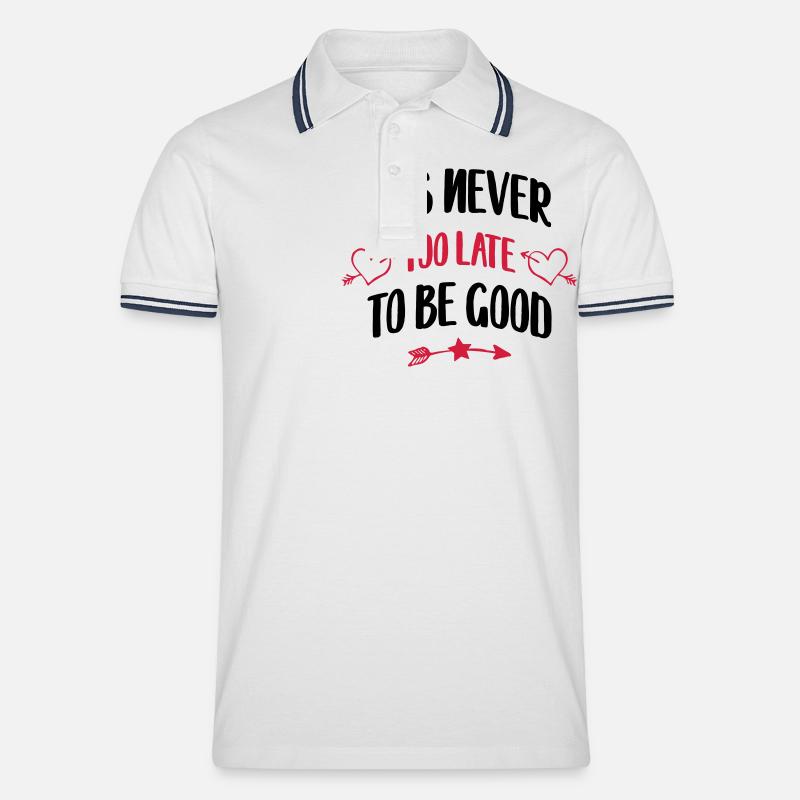 lustiger Spruch - Männer Tipped Poloshirt - Weiß/Navy