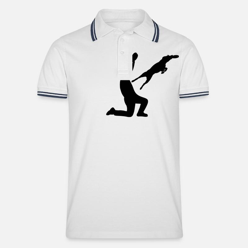 Dogfrisbee - Männer Tipped Poloshirt - Weiß/Navy