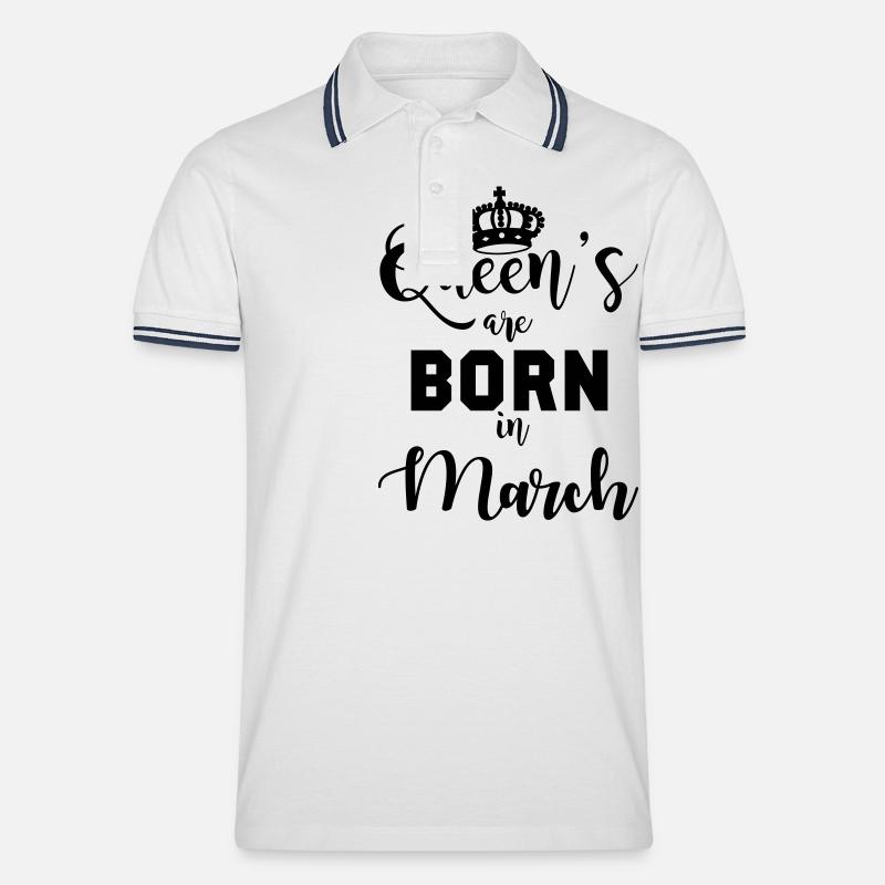 Queen's born in March - Männer Tipped Poloshirt - Weiß/Navy