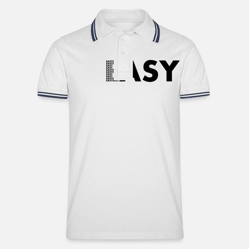 EASY - Männer Tipped Poloshirt - Weiß/Navy