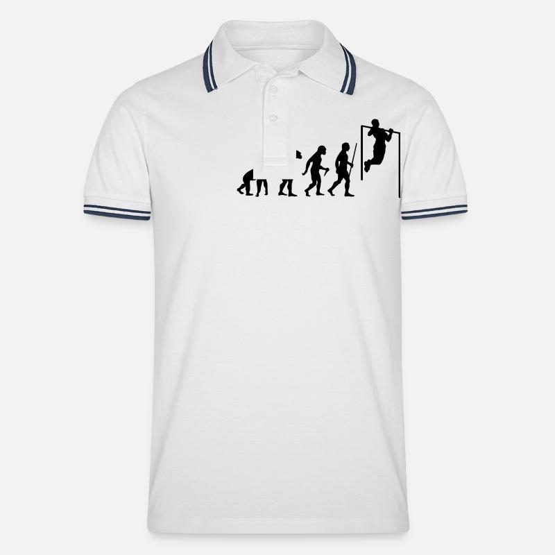 Evolution Pull Up - Männer Tipped Poloshirt - Weiß/Navy