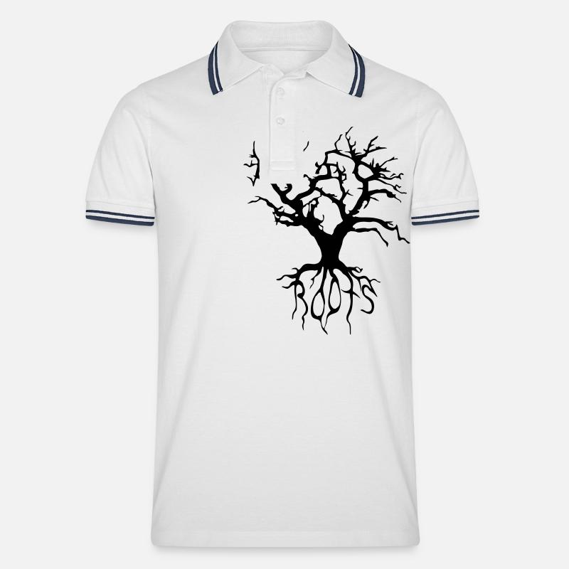 tree_vec_1 de - Männer Tipped Poloshirt - Weiß/Navy