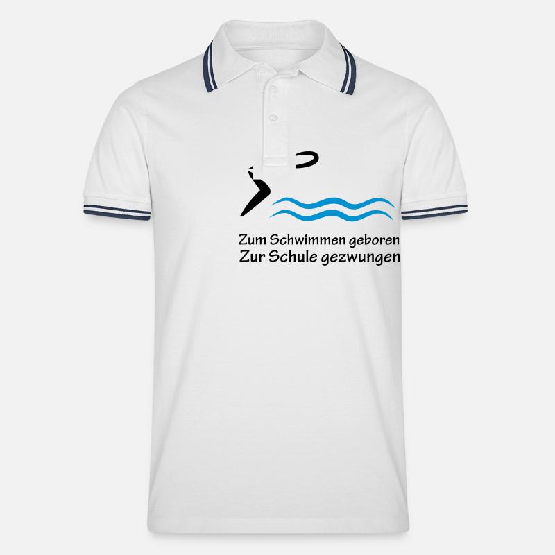 schwimmen - Männer Tipped Poloshirt - Weiß/Navy