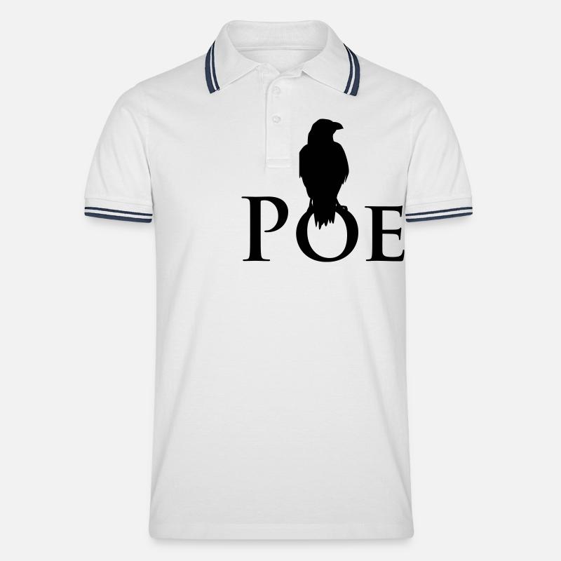 Poe Rabe - Männer Tipped Poloshirt - Weiß/Navy