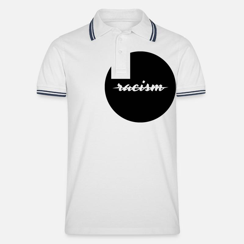no racism - Männer Tipped Poloshirt - Weiß/Navy