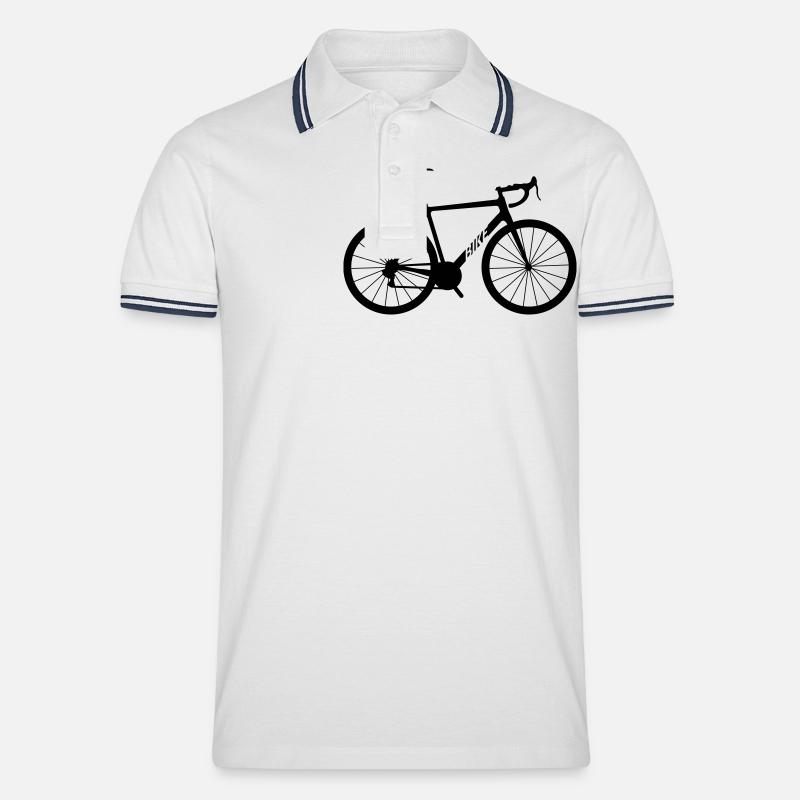 Fahrrad - Männer Tipped Poloshirt - Weiß/Navy