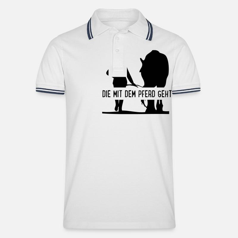 Die mit dem Pferd geht - Männer Tipped Poloshirt - Weiß/Navy