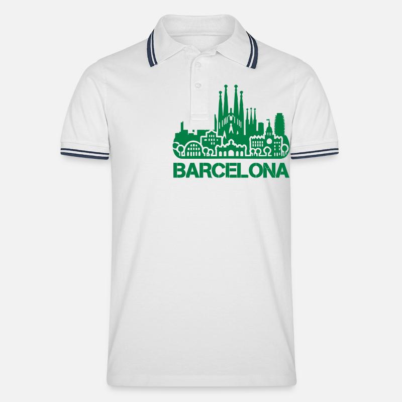 barcelona skyline - Männer Tipped Poloshirt - Weiß/Navy