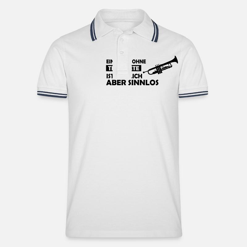 ein leben ohne trompete - Männer Tipped Poloshirt - Weiß/Navy