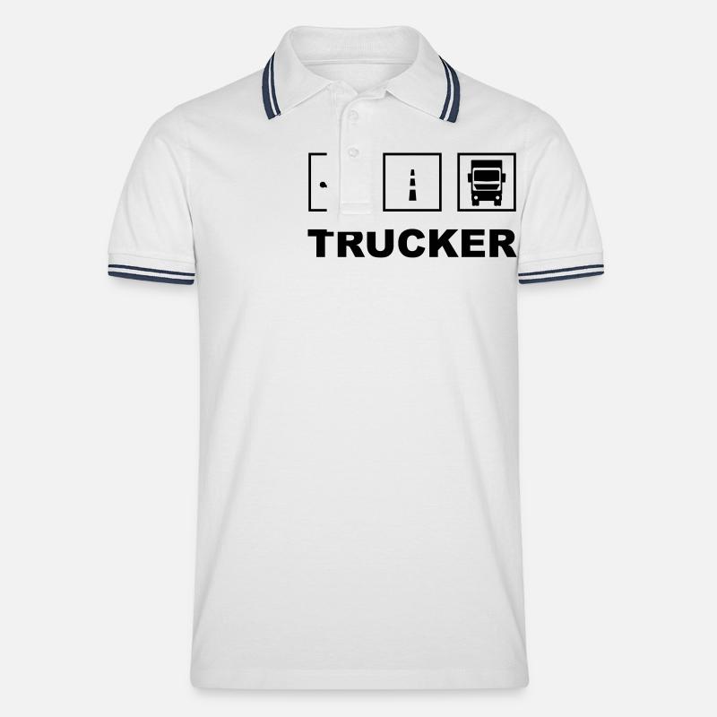 Trucker - Männer Tipped Poloshirt - Weiß/Navy