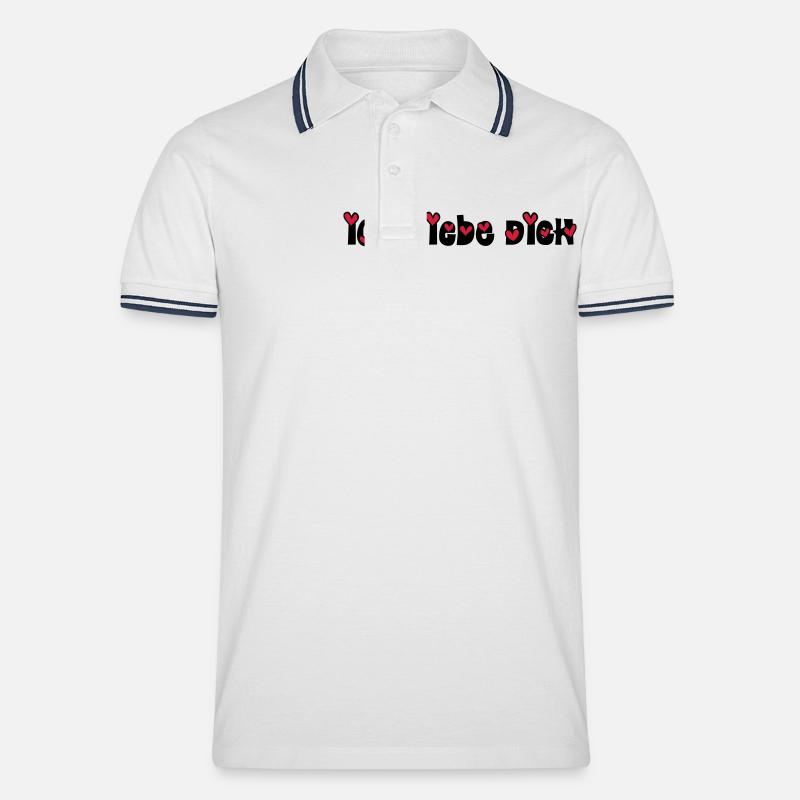 ich liebe dich - Männer Tipped Poloshirt - Weiß/Navy
