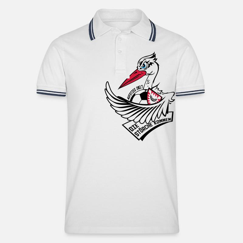 stork_mascot_white - Männer Tipped Poloshirt - Weiß/Navy