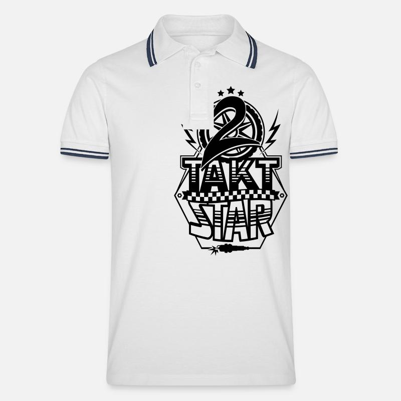 2-Takt-Star / Zweitakt-Star - Männer Tipped Poloshirt - Weiß/Navy