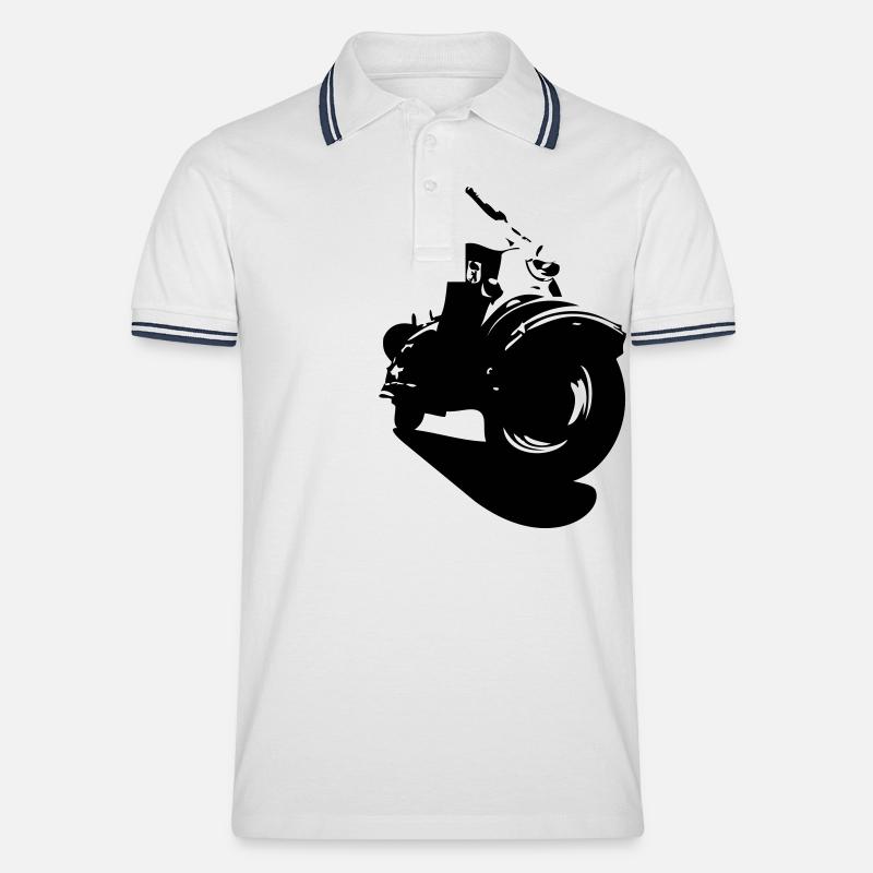 IWL Berlin Roller, Oldtimer - Männer Tipped Poloshirt - Weiß/Navy
