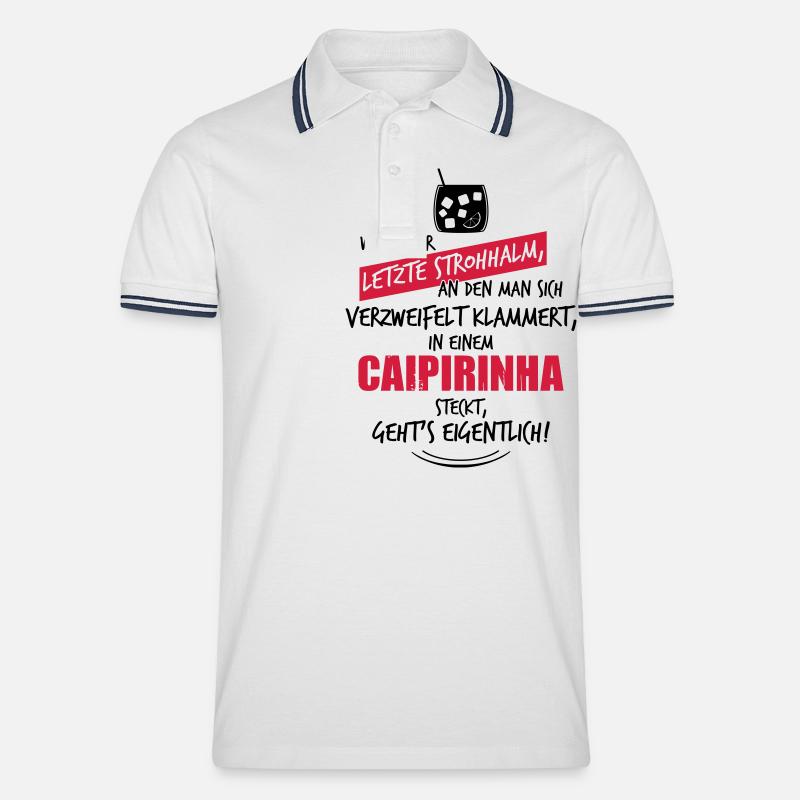 Letzter Strohhalm Caipirinha - Männer Tipped Poloshirt - Weiß/Navy