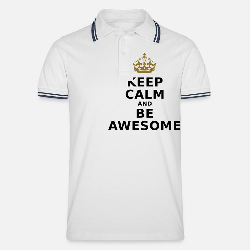 KEEP CALM AND BE AWESOME - Männer Tipped Poloshirt - Weiß/Navy