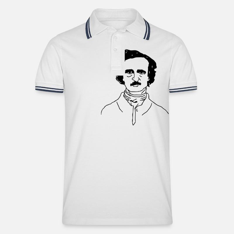 Edgar Allan Poe - Männer Tipped Poloshirt - Weiß/Navy