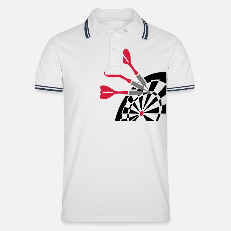 Dart Pfeil Dartscheibe - Männer Tipped Poloshirt - Weiß/Navy