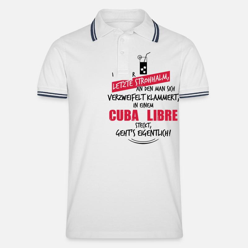 Letzter Strohhalm Cuba Libre - Männer Tipped Poloshirt - Weiß/Navy
