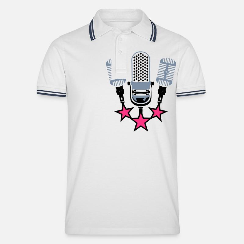 old microphone microphone 20063 - Men's Tipped Polo Shirt - white/navy