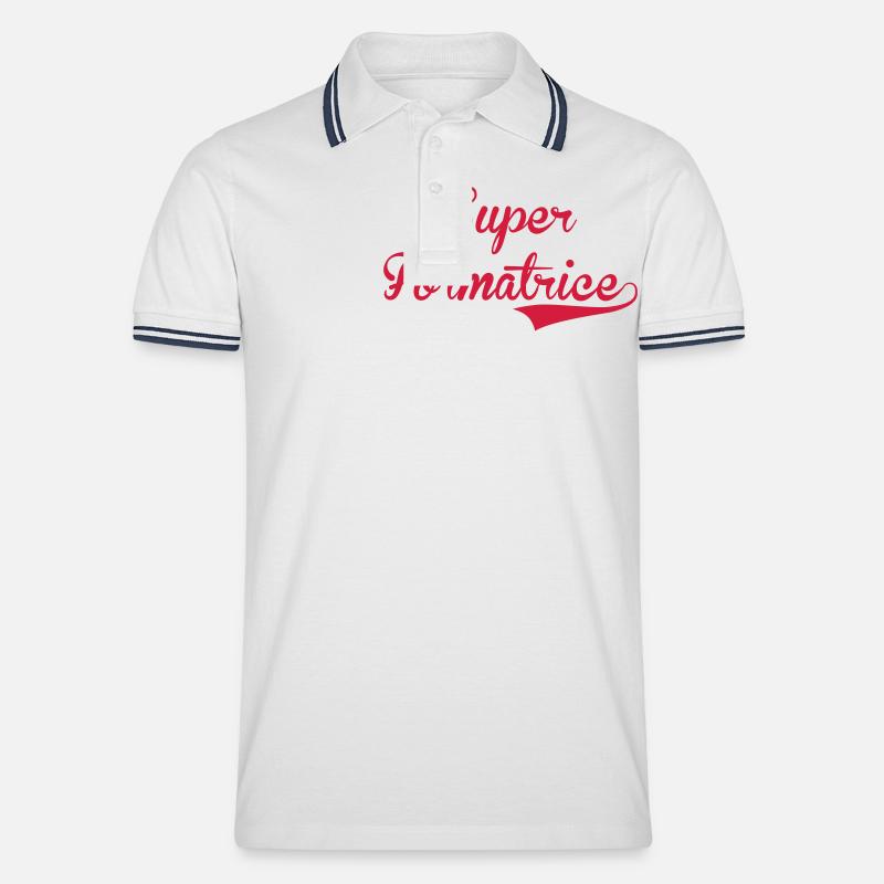 Ausbilder / Lehrer / Gestalter / trainer - Männer Tipped Poloshirt - Weiß/Navy