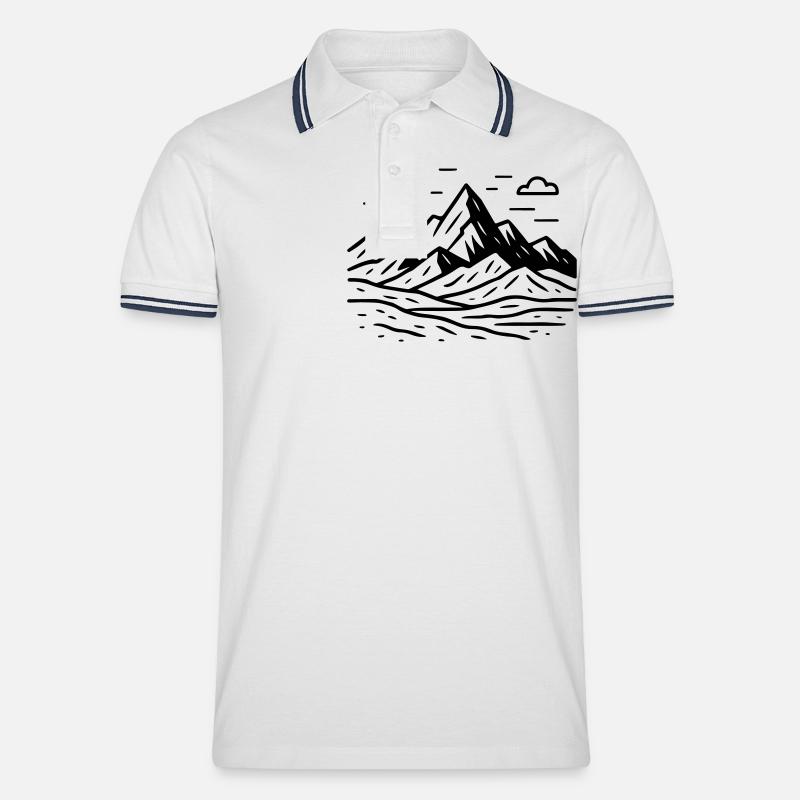 Berg Landschaft - Männer Tipped Poloshirt - Weiß/Navy