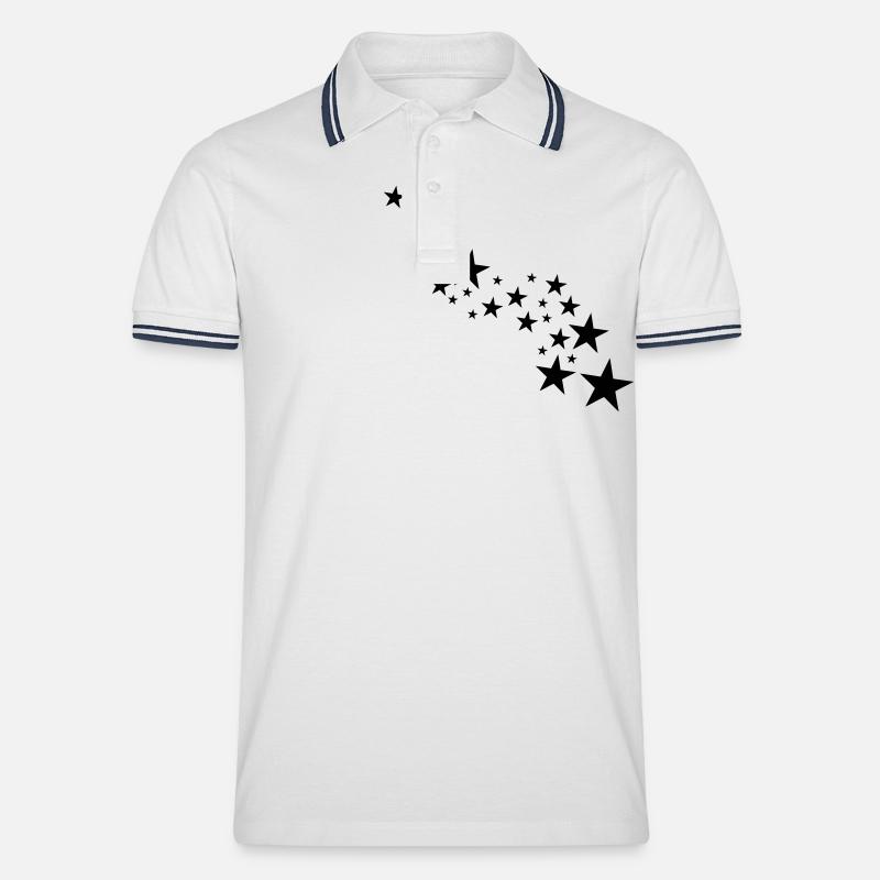 sterne - Männer Tipped Poloshirt - Weiß/Navy